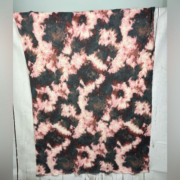 Pink Rust Gray Tie Dye Wrap Warmer Scarf Ribbed Raw Edge - Picture 2 of 8